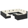 Set de muebles de jardín 12 pzas cojines ratán sintético negro de vidaXL, Conjuntos de jardín - Ref: Foro24-3102079, Precio: ...