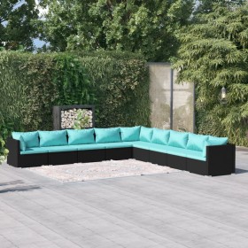 9-teiliges Gartenmöbel-Set und schwarze synthetische Rattankissen von vidaXL, Gartensets - Ref: Foro24-3101785, Preis: 863,99...