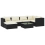 Set de muebles de jardín 7 pzas y cojines ratán sintético negro de vidaXL, Conjuntos de jardín - Ref: Foro24-3101815, Precio:...