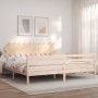 Bed frame with solid wood headboard 200x200 cm by vidaXL, Beds and slatted bases - Ref: Foro24-3195306, Price: 143,81 €, Disc...