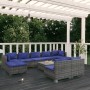 Set de muebles de jardín 10 pzas y cojines ratán sintético gris de vidaXL, Conjuntos de jardín - Ref: Foro24-3102014, Precio:...