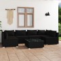 Set de muebles de jardín 7 pzas y cojines ratán sintético negro de vidaXL, Conjuntos de jardín - Ref: Foro24-3101880, Precio:...