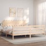 Bed frame with solid wood headboard 200x200 cm by vidaXL, Beds and slatted bases - Ref: Foro24-3195306, Price: 143,81 €, Disc...