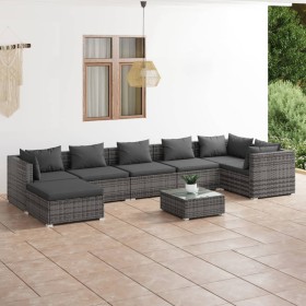 8-piece garden furniture set and gray synthetic rattan cushions by vidaXL, Garden sets - Ref: Foro24-3101845, Price: 704,67 €...