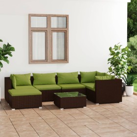 7-teiliges Gartenmöbel-Set und braune synthetische Rattankissen von vidaXL, Gartensets - Ref: Foro24-3101820, Preis: 715,82 €...