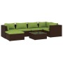 Set muebles de jardín 7 piezas y cojines ratán sintético marrón de vidaXL, Conjuntos de jardín - Ref: Foro24-3101820, Precio:...