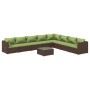 Set muebles de jardín 9 piezas y cojines ratán sintético marrón de vidaXL, Conjuntos de jardín - Ref: Foro24-3101780, Precio:...