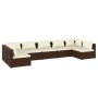 Set muebles de jardín 7 piezas y cojines ratán sintético marrón de vidaXL, Conjuntos de jardín - Ref: Foro24-3101890, Precio:...