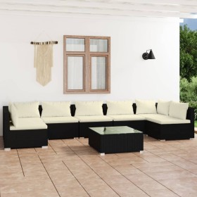 8-teiliges Gartenmöbel-Set und schwarze synthetische Rattankissen von vidaXL, Gartensets - Ref: Foro24-3101895, Preis: 729,99...