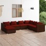 Set muebles de jardín 7 piezas y cojines ratán sintético marrón de vidaXL, Conjuntos de jardín - Ref: Foro24-3101835, Precio:...