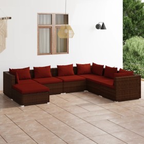 7-teiliges Gartenmöbel-Set und braune synthetische Rattankissen von vidaXL, Gartensets - Ref: Foro24-3101835, Preis: 580,99 €...