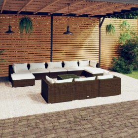 Gartenmöbel-Set 11-teilig und braune synthetische Rattankissen von vidaXL, Gartensets - Ref: Foro24-3102050, Preis: 781,99 €,...