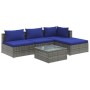 5-teiliges Gartensofa-Set und graue synthetische Rattankissen von vidaXL, Gartensets - Ref: Foro24-3101622, Preis: 302,99 €, ...