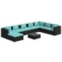 Set de muebles de jardín 9 pzas y cojines ratán sintético negro de vidaXL, Conjuntos de jardín - Ref: Foro24-3101865, Precio:...