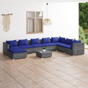 9-piece garden furniture set and gray synthetic rattan cushions by vidaXL, Garden sets - Ref: Foro24-3101870, Price: 600,99 €...