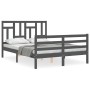 Double bed frame with gray solid wood headboard by vidaXL, Beds and slatted bases - Ref: Foro24-3194933, Price: 156,99 €, Dis...