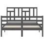 Double bed frame with gray solid wood headboard by vidaXL, Beds and slatted bases - Ref: Foro24-3194933, Price: 156,99 €, Dis...