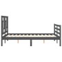 Double bed frame with gray solid wood headboard by vidaXL, Beds and slatted bases - Ref: Foro24-3194933, Price: 156,99 €, Dis...