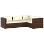 Set muebles de jardín 4 piezas y cojines ratán sintético marrón de vidaXL, Conjuntos de jardín - Ref: Foro24-3101674, Precio:...