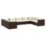 Set muebles de jardín 9 piezas y cojines ratán sintético marrón de vidaXL, Conjuntos de jardín - Ref: Foro24-3101970, Precio:...