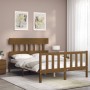 Honey brown solid wood bed frame and headboard 140x200 cm by vidaXL, Beds and slatted bases - Ref: Foro24-3193339, Price: 150...