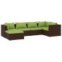 Set muebles de jardín 6 piezas y cojines ratán sintético marrón de vidaXL, Conjuntos de jardín - Ref: Foro24-3101812, Precio:...