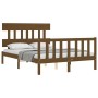 Honey brown solid wood bed frame and headboard 140x200 cm by vidaXL, Beds and slatted bases - Ref: Foro24-3193339, Price: 150...