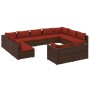 Set de muebles de jardín 11 pzas cojines ratán sintético marrón de vidaXL, Conjuntos de jardín - Ref: Foro24-3102075, Precio:...