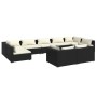 Set de muebles de jardín 9 pzas y cojines ratán sintético negro de vidaXL, Conjuntos de jardín - Ref: Foro24-3102055, Precio:...