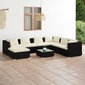 8-teiliges Gartenmöbel-Set und schwarze synthetische Rattankissen von vidaXL, Gartensets - Ref: Foro24-3101847, Preis: 585,99...