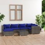 7-teiliges Gartensofa-Set und graue synthetische Rattankissen von vidaXL, Gartensets - Ref: Foro24-3101822, Preis: 408,80 €, ...