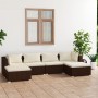 Set muebles de jardín 6 piezas y cojines ratán sintético marrón de vidaXL, Conjuntos de jardín - Ref: Foro24-3101802, Precio:...