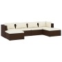 Set muebles de jardín 6 piezas y cojines ratán sintético marrón de vidaXL, Conjuntos de jardín - Ref: Foro24-3101802, Precio:...