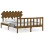 Honey brown solid wood bed frame and headboard 140x200 cm by vidaXL, Beds and slatted bases - Ref: Foro24-3193469, Price: 153...