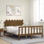 Honey brown solid wood bed frame and headboard 140x200 cm by vidaXL, Beds and slatted bases - Ref: Foro24-3193469, Price: 153...