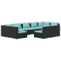 Set de muebles de jardín 9 pzas y cojines ratán sintético negro de vidaXL, Conjuntos de jardín - Ref: Foro24-3102025, Precio:...