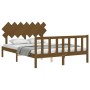 Honey brown solid wood bed frame and headboard 140x200 cm by vidaXL, Beds and slatted bases - Ref: Foro24-3193469, Price: 153...