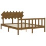 Honey brown solid wood bed frame and headboard 140x200 cm by vidaXL, Beds and slatted bases - Ref: Foro24-3193469, Price: 153...