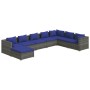 8-teiliges Gartensofa-Set und graue synthetische Rattankissen von vidaXL, Gartensets - Ref: Foro24-3101862, Preis: 533,99 €, ...