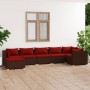 Set muebles de jardín 7 piezas y cojines ratán sintético marrón de vidaXL, Conjuntos de jardín - Ref: Foro24-3101827, Precio:...