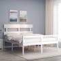 Double bed for seniors with white solid wood headboard by vidaXL, Beds and slatted bases - Ref: Foro24-3195357, Price: 163,91...