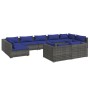 Set de muebles de jardín 9 pzas y cojines ratán sintético gris de vidaXL, Conjuntos de jardín - Ref: Foro24-3102062, Precio: ...