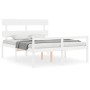 Double bed for seniors with white solid wood headboard by vidaXL, Beds and slatted bases - Ref: Foro24-3195357, Price: 163,91...