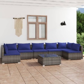 8-teiliges Gartenmöbel-Set und graue synthetische Rattankissen von vidaXL, Gartensets - Ref: Foro24-3101902, Preis: 568,99 €,...