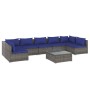 Set de muebles de jardín 8 pzas y cojines ratán sintético gris de vidaXL, Conjuntos de jardín - Ref: Foro24-3101902, Precio: ...