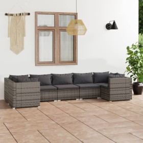 7-piece garden furniture set with gray synthetic rattan cushions by vidaXL, Garden sets - Ref: Foro24-3101957, Price: 755,99 ...