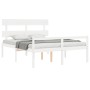 Double bed for seniors with white solid wood headboard by vidaXL, Beds and slatted bases - Ref: Foro24-3195357, Price: 163,91...