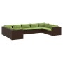 Set muebles de jardín 9 piezas y cojines ratán sintético marrón de vidaXL, Conjuntos de jardín - Ref: Foro24-3101972, Precio:...