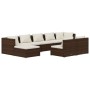 Set muebles de jardín 9 piezas y cojines ratán sintético marrón de vidaXL, Conjuntos de jardín - Ref: Foro24-3102002, Precio:...