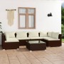 7-teiliges Gartenmöbel-Set und braune synthetische Rattankissen von vidaXL, Gartensets - Ref: Foro24-3101882, Preis: 665,98 €...